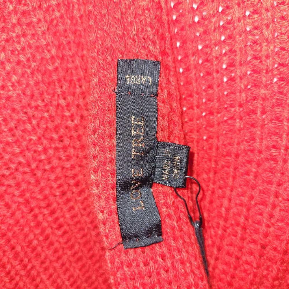 LOVE TREE Red Twist Back Knit Sweater Size L - Picture 5 of 7